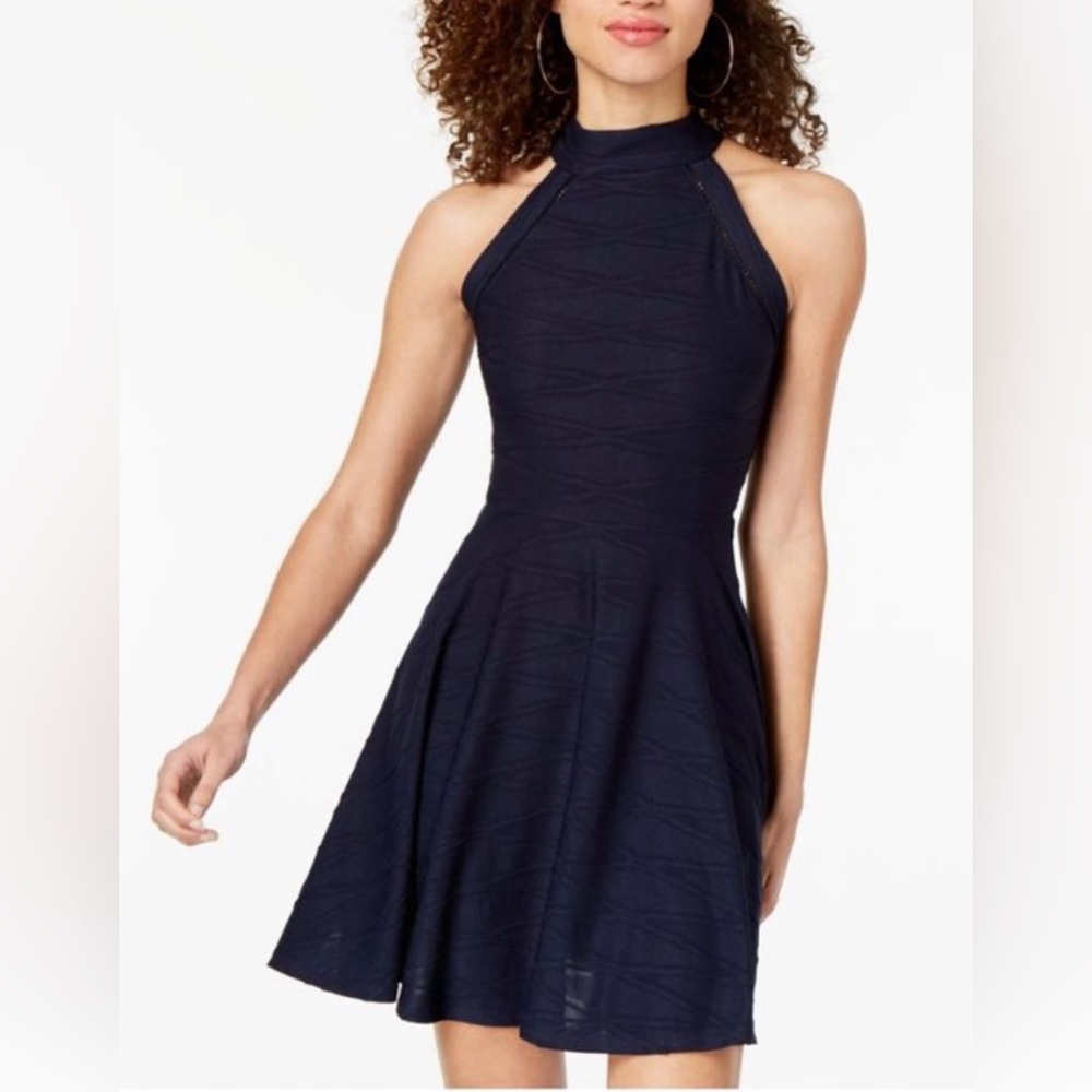B DARLIN— Navy Blue Fit& Flare Halter Dress, size 3/4 juniors, New With Tags